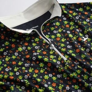 DraftKings 1/4 Zip Pullover Mens 2XL Black Floral Performance Golf Activewear